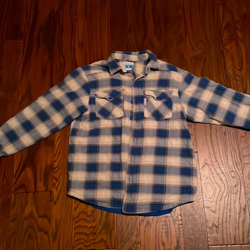 Columbia Men’s/women’s Medium lined royal blue/cream flannel trendy